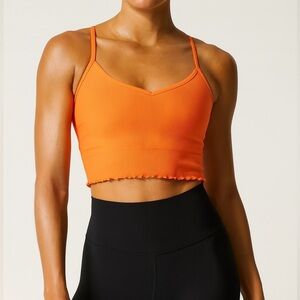 Gap Fit Neon Orange Ribbed Workout Top